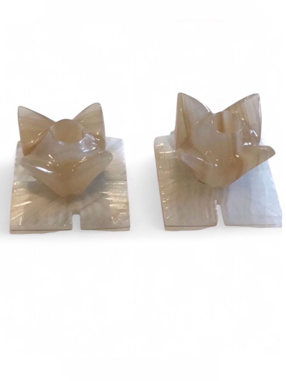 Vintage Marble Tulip Taper Candle Holders